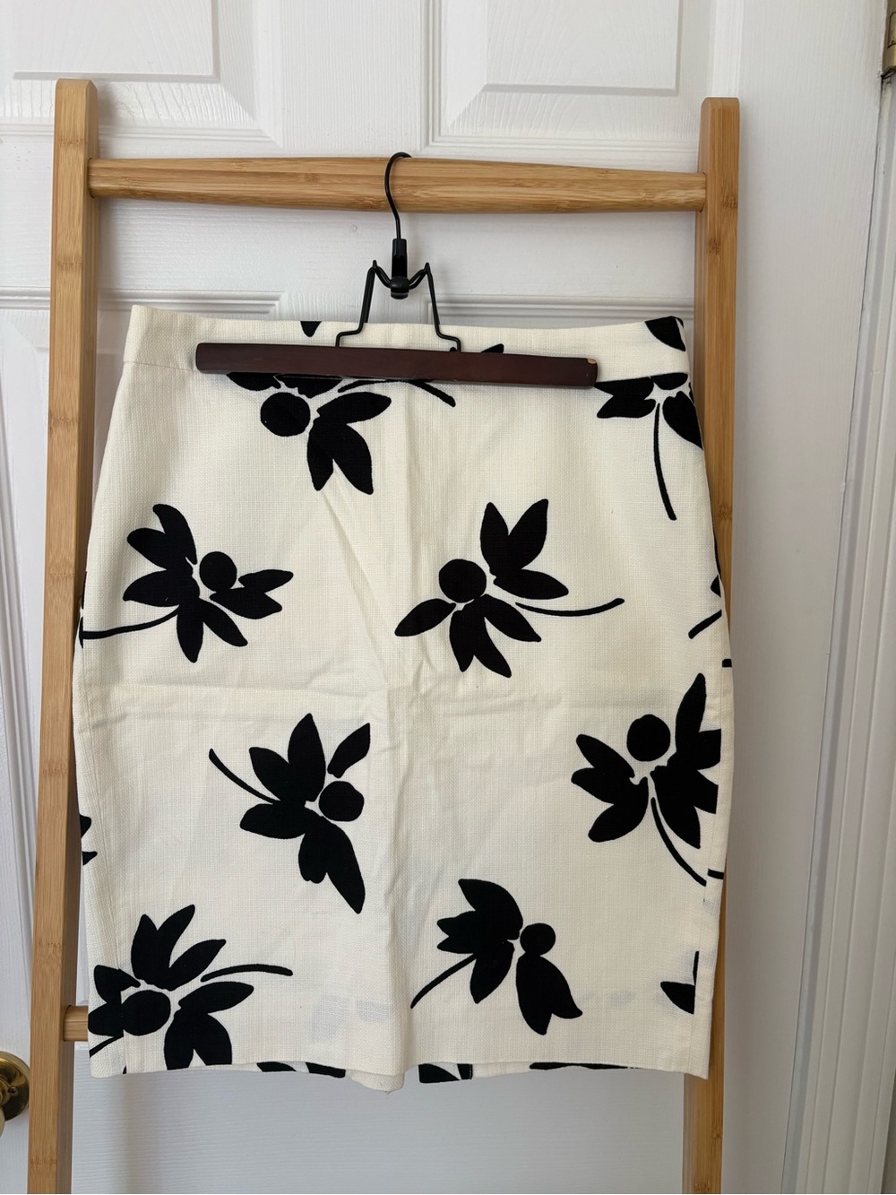 J. Crew Black & White Floral Pencil Skirt